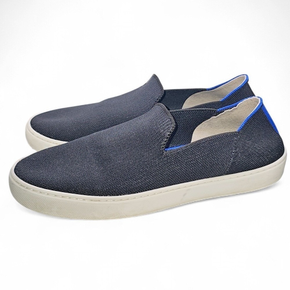 Rothys The Sneaker Navy Blue Knit Slip On Fashion Sneakers Women's Size 10.5